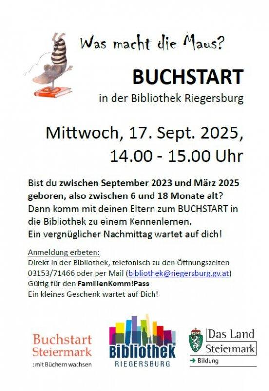 Flyer Buchstart 2025 Bibliothek Riegersburg