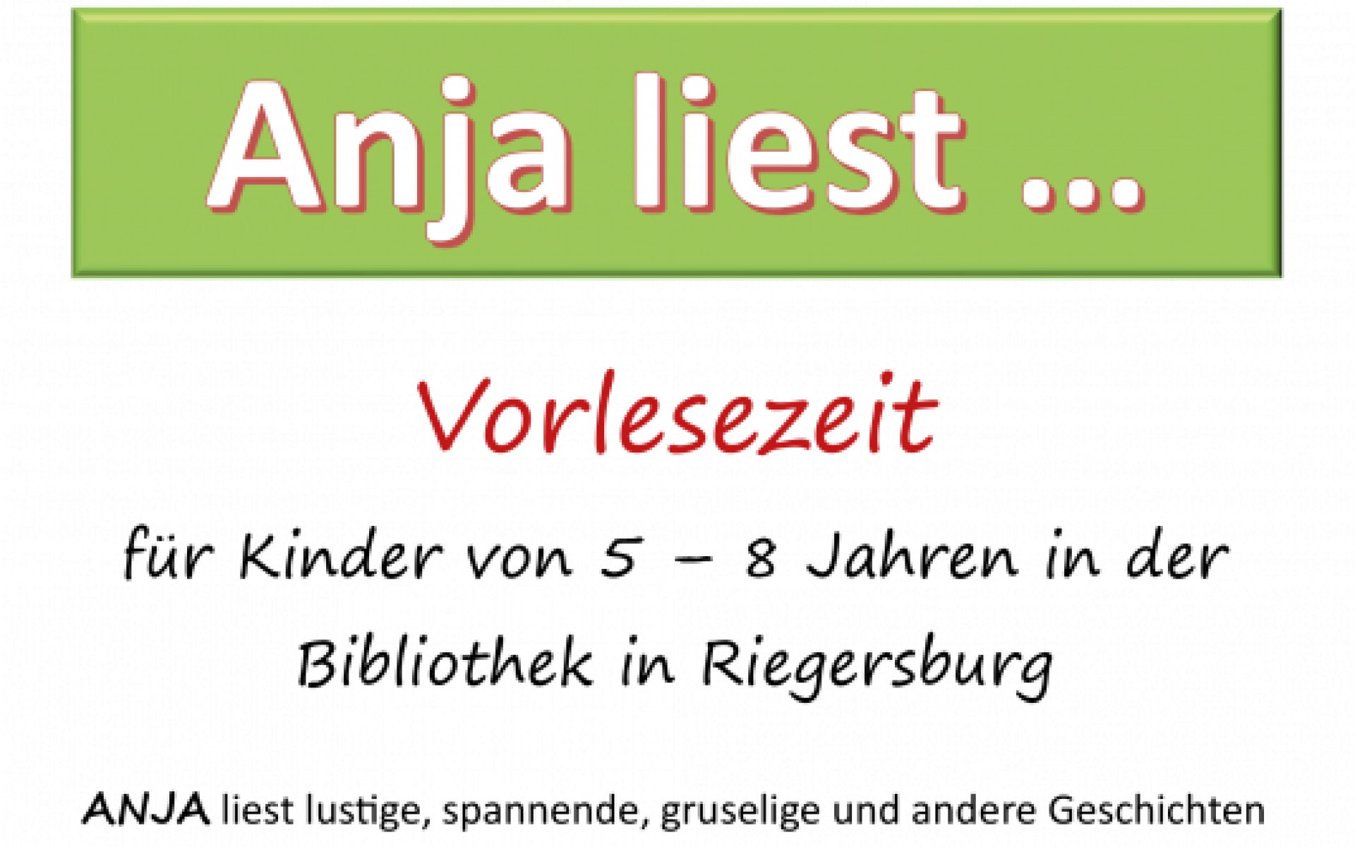 Plakat: Anja liest Juni bis Oktober 2025