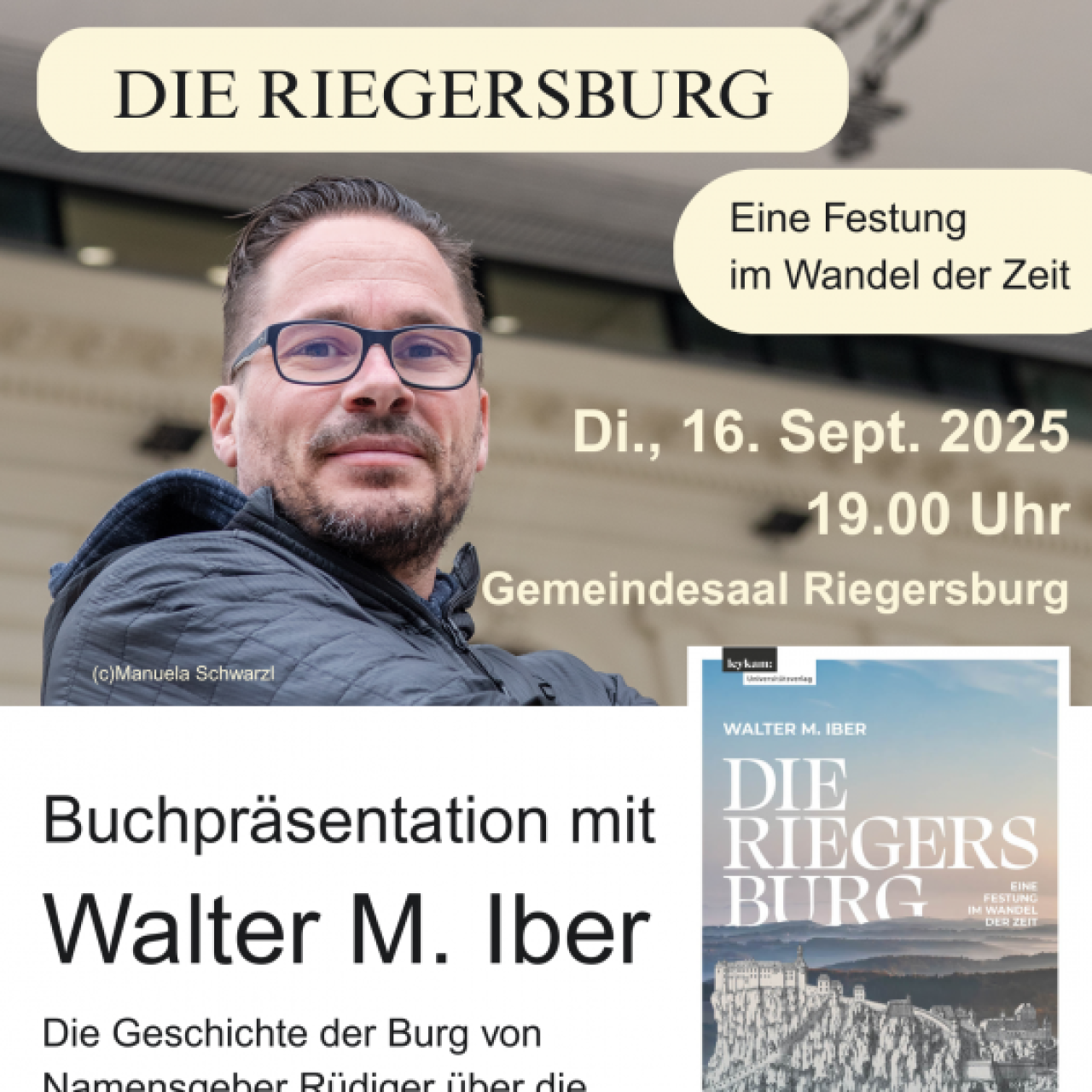Plakat: Buchpräsentation Walter M. Iber - Die Riegersburg